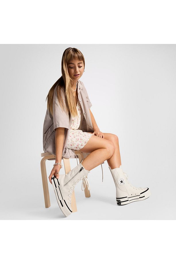 Chuck 70 Plus Unisex Krem Platform Sneaker - 4