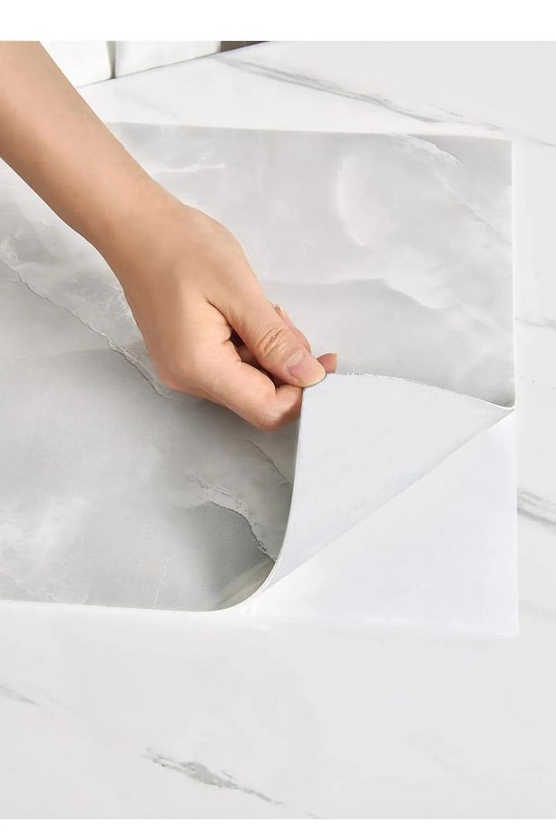 30x60 Cm Mermer Desenli Kendinden Yapışkanlı Mutfak Banyo Wc Kaplama Pvc Duvar Paneli - 6