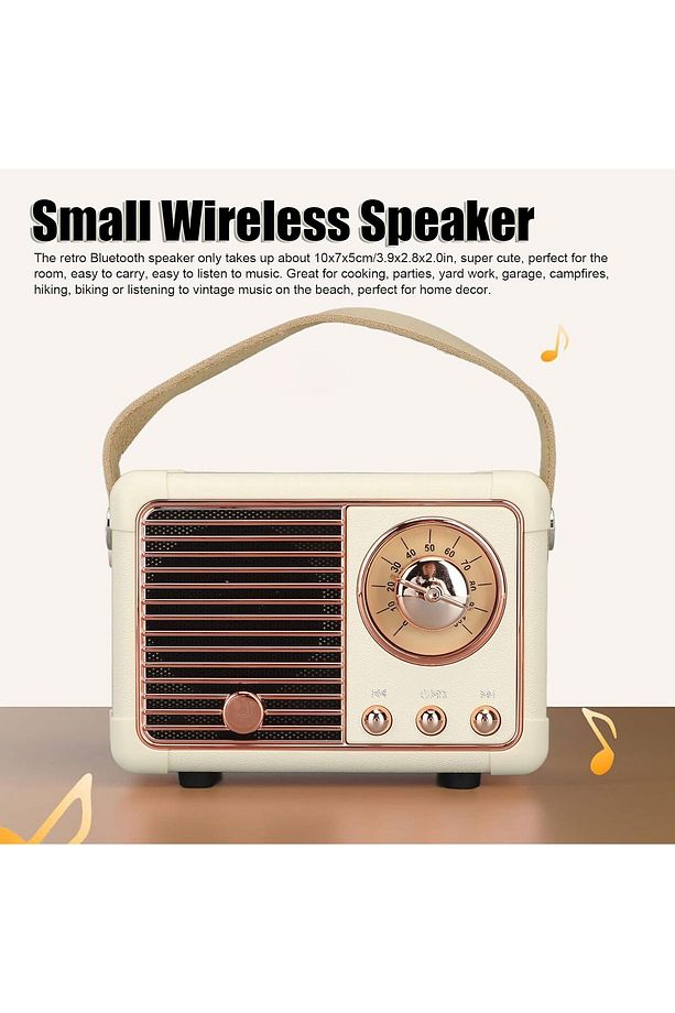 Bluetooth Hoparlör Kablosuz Taşınabilir Speaker Retro Krem Db-hm11 Bella - 7