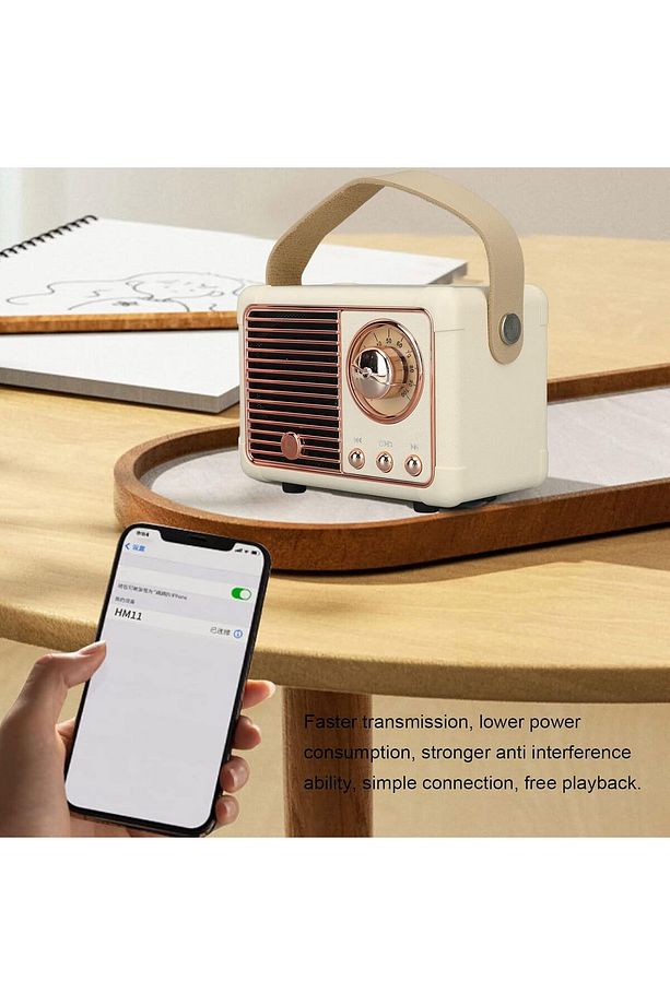 Bluetooth Hoparlör Kablosuz Taşınabilir Speaker Retro Krem Db-hm11 Bella - 6