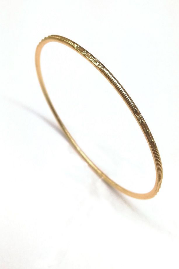 Desenli Çelik Gold Ajda Bilezik Seti (3'LÜ) 6,5 çap 22 cm. Tek Ebat - 6