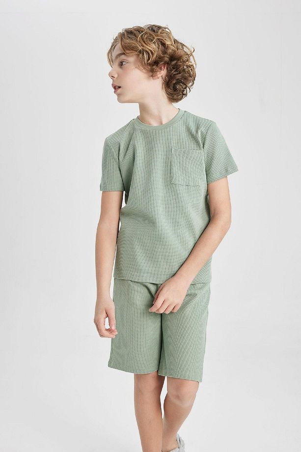 Erkek Çocuk Pijama Takımı Waffle Kısa Kollu Üst Şort C2782a824sm - 6