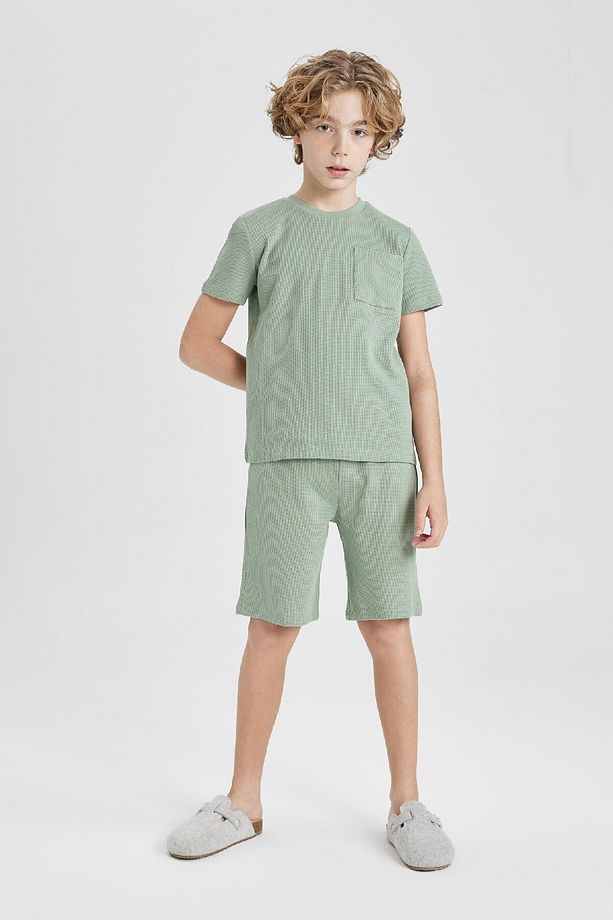 Erkek Çocuk Pijama Takımı Waffle Kısa Kollu Üst Şort C2782a824sm - 3
