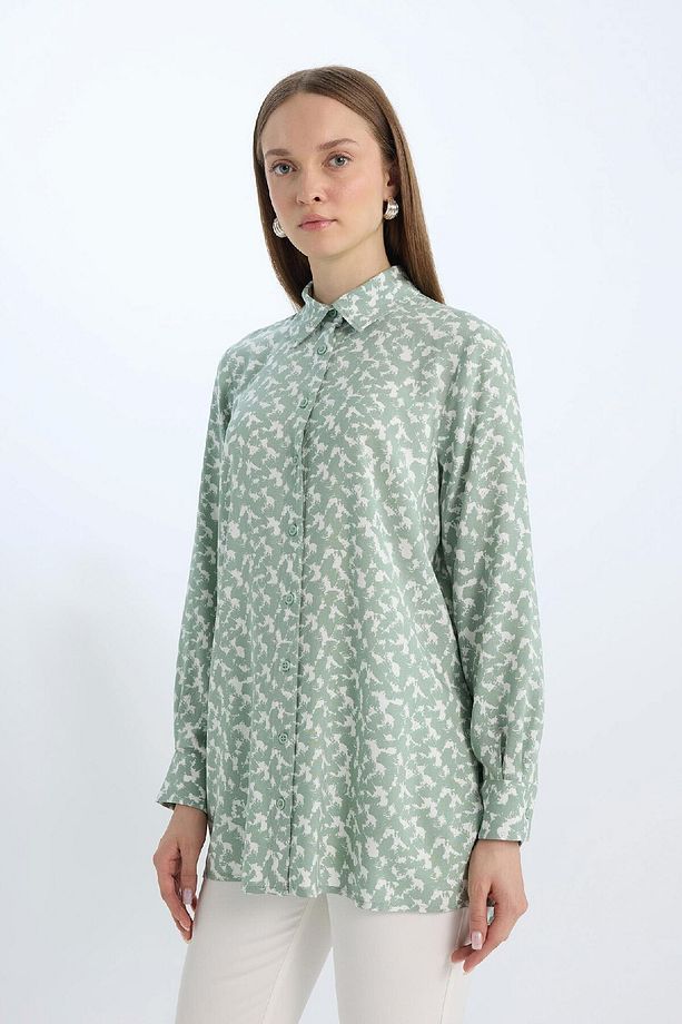 Regular Fit Desenli Uzun Kollu Tesettür Gömlek Tunik Z5833az25sp - 4