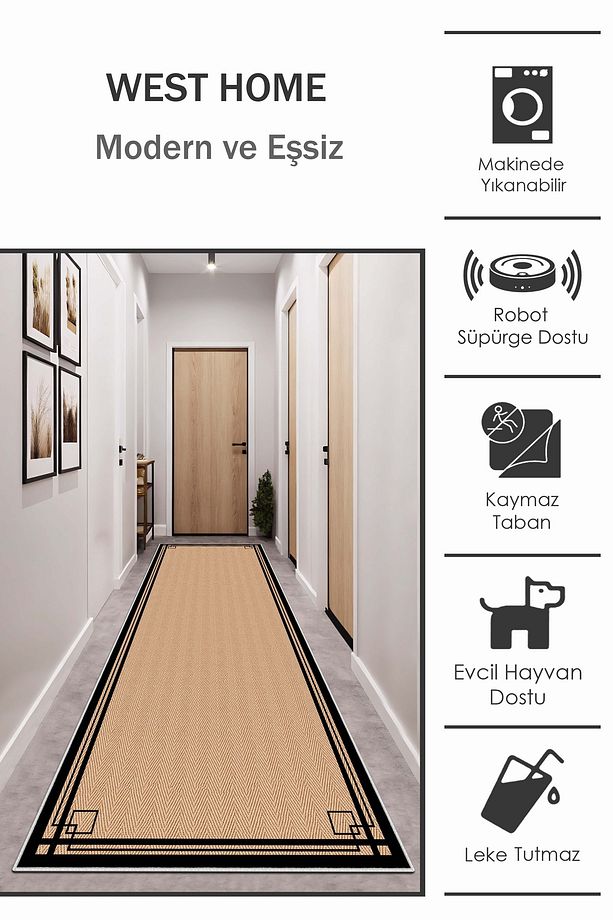 Makinede yıkanabilir kaymaz taban leke tutmaz mutfak halısı salon halısı ve yolluk - 2