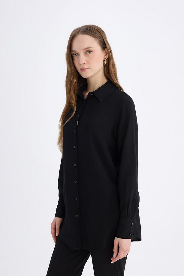 Regular Fit Basic Düz Uzun Kollu Tesettür Gömlek Tunik Z3538az25sp - 4