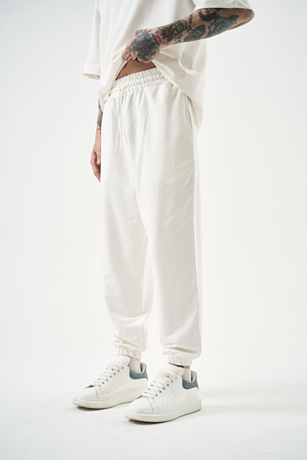 Men's Basic Jogger Sweatpants Ecru - 2
