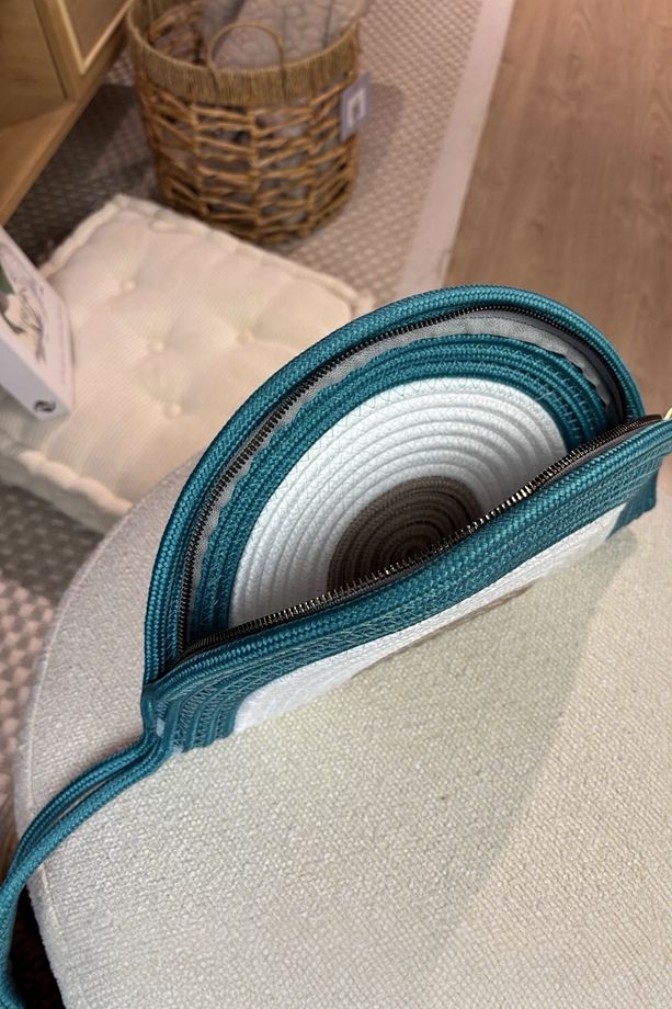 Lumos Hasır Görünümlü Ikili Fermuarlı Clutch Çanta Ve Omuz Çantası - 3