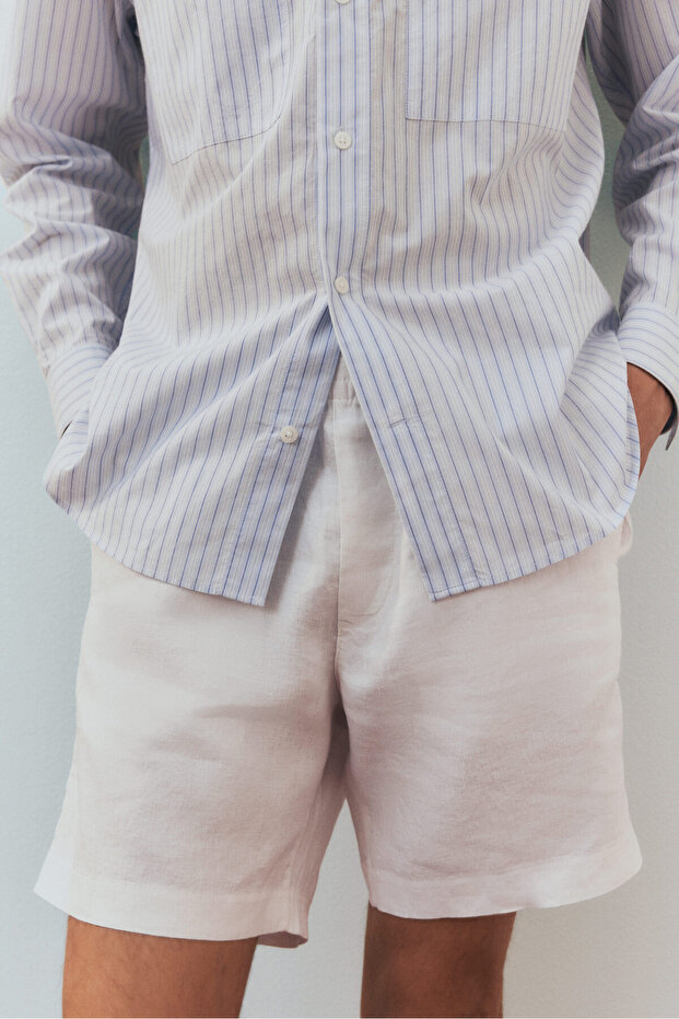 Keten Şort Regular Fit - 3