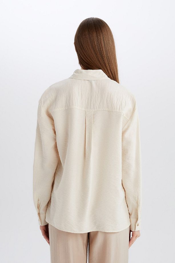 Regular Fit Basic Düz Uzun Kollu Gömlek Tunik E0785AX25SP - 6