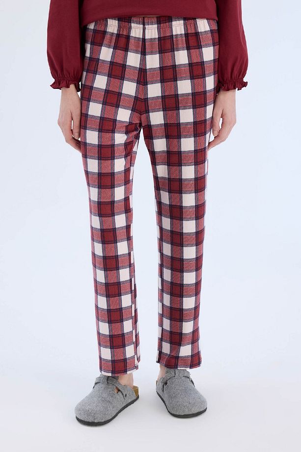 Pijama Takımı Regular Fit Uzun Kollu Üst Kareli Uzun Alt-fall In Love E2353ax24wn - 6