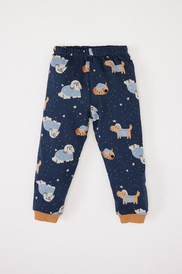 Erkek Bebek Pijama Takımı Bisiklet Yaka Baskılı Uzun Kollu Üst Beli Lastikli Uzun Alt D7156A524WN - 2