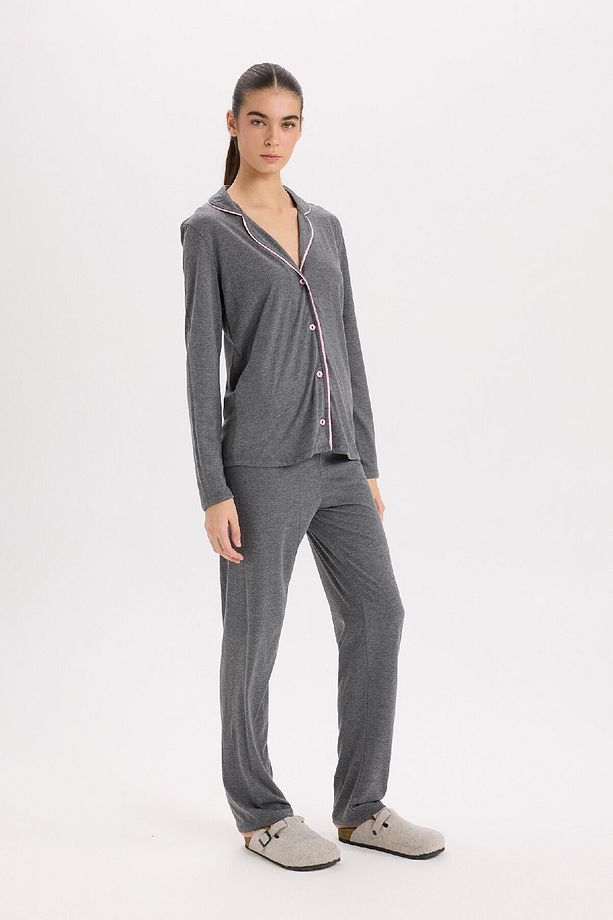 Pijama Takımı Regular Fit Uzun Kollu Üst Uzun Alt-fall In Love E2246axns - 4