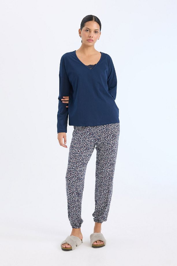 Pijama Takımı Uzun Kollu Üst Desenli Uzun Altı-fall In Love E2357ax24wn - 2