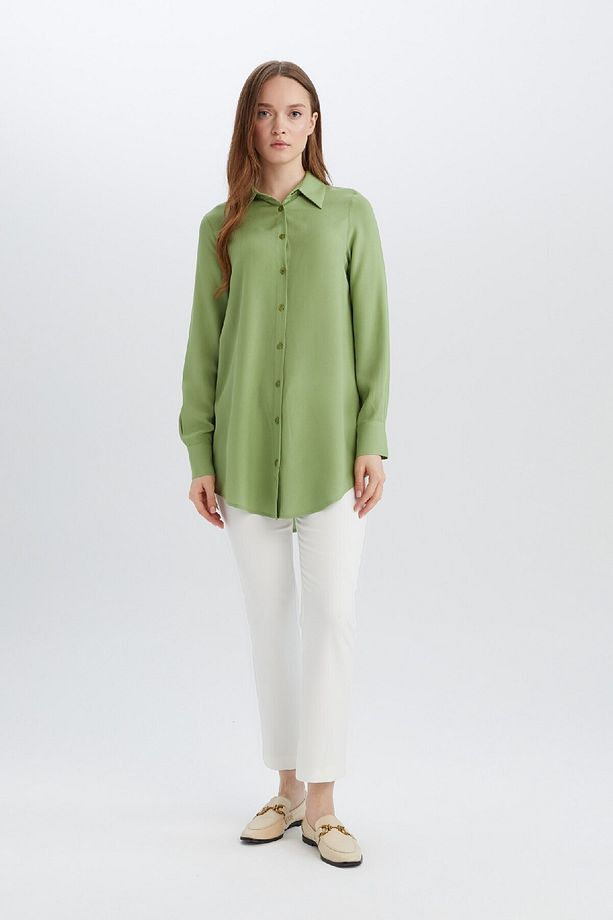 Regular Fit Basic Düz Uzun Kollu Tesettür Gömlek Tunik Z3538az25sp - 2