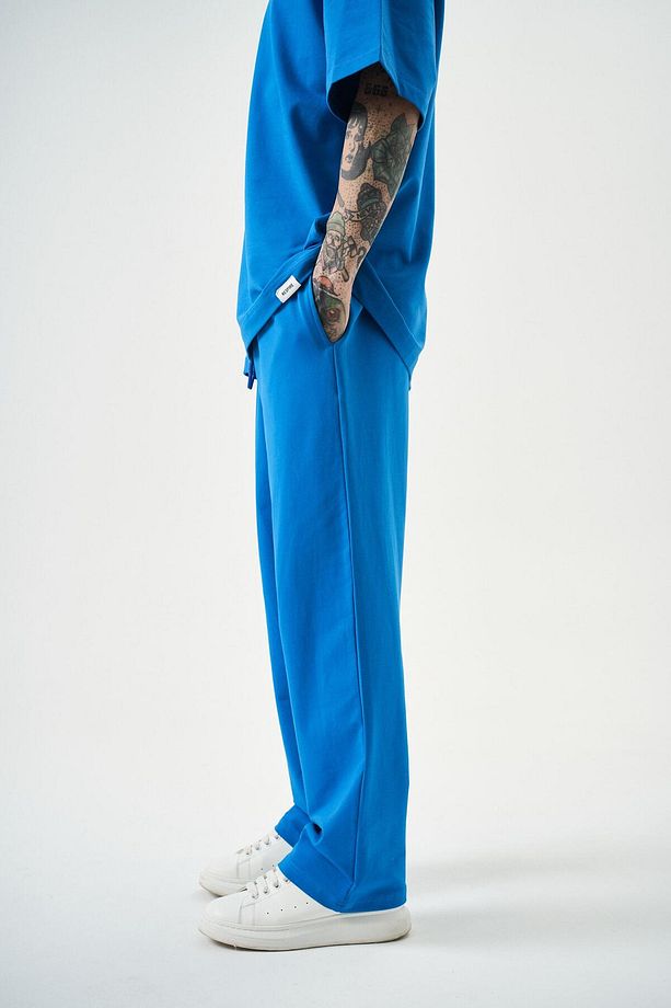 Erkek Basic Baggy Eşofman Altı Mavi - 4