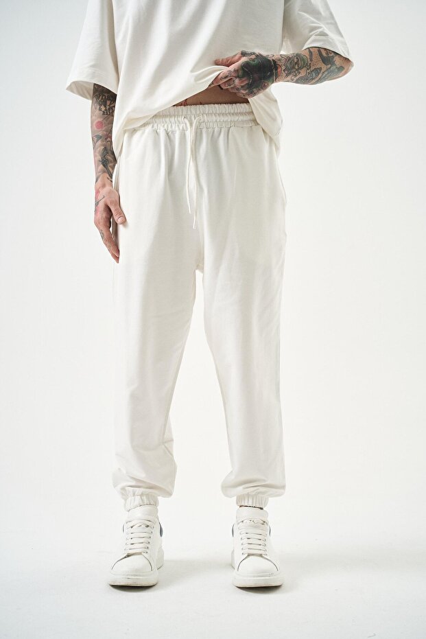 Men's Basic Jogger Sweatpants Ecru - 1