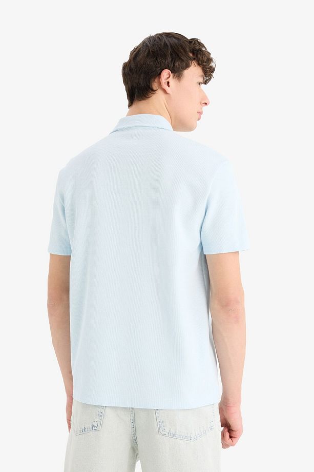 Regular Fit Dokulu Polo Yaka Basic Düz Kısa Kollu Tişört B4939ax25sm - 6