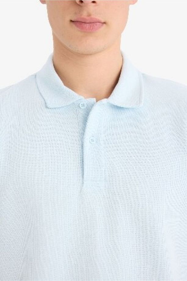 Regular Fit Dokulu Polo Yaka Basic Düz Kısa Kollu Tişört B4939ax25sm - 5