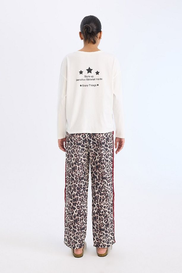 Pijama Takımı Regular Fit Uzun Kollu Baskılı Üst Leopar Desenli Uzun Alt-fall In Love E2352ax24wn - 7