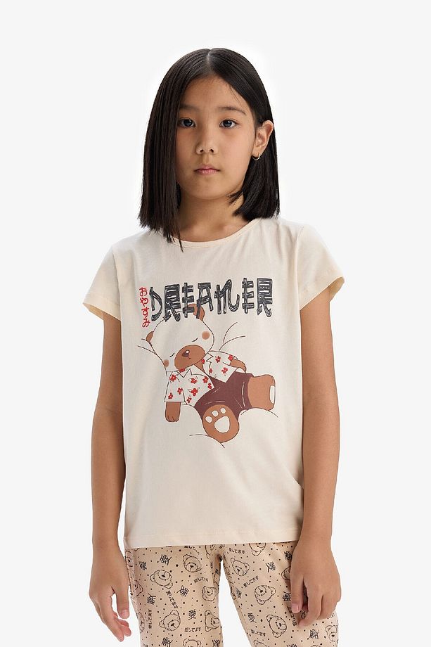 Kız Çocuk Pijama Takımı Baskılı Kısa Kollu Üst Desenli Alt E2222a825sp - 3