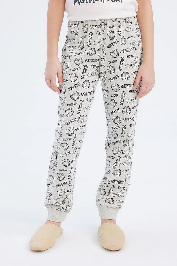 Kız Çocuk Garfield Pijama Takımı Kısa Kollu Üst Beli Lastikli Uzun Alt E2223A825SM - 4