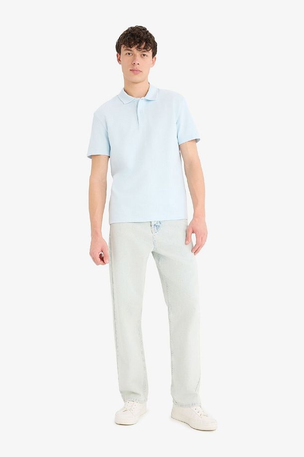 Regular Fit Dokulu Polo Yaka Basic Düz Kısa Kollu Tişört B4939ax25sm - 2