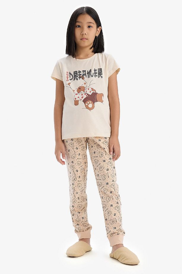 Kız Çocuk Pijama Takımı Baskılı Kısa Kollu Üst Desenli Alt E2222a825sp - 2