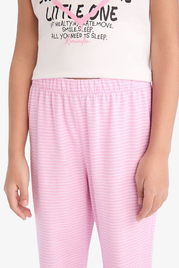 Kız Çocuk Pijama Takımı Baskılı Kısa Kollu Üst Beli Lastikli Uzun Alt E2220A825SM - 6