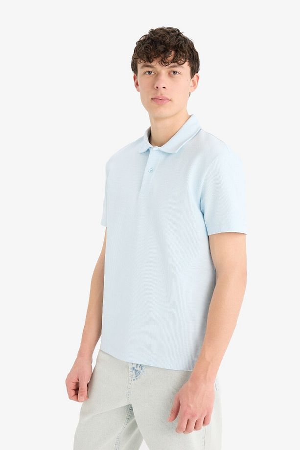 Regular Fit Dokulu Polo Yaka Basic Düz Kısa Kollu Tişört B4939ax25sm - 3