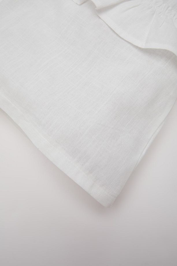 Kız Bebek Bisiklet Yaka Flamlı Poplin Kısa Kollu Bluz E2849a525sm - 3