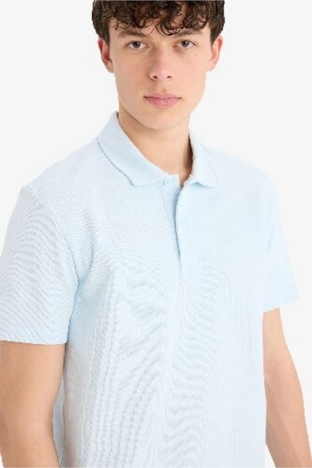 Regular Fit Dokulu Polo Yaka Basic Düz Kısa Kollu Tişört B4939ax25sm - 4