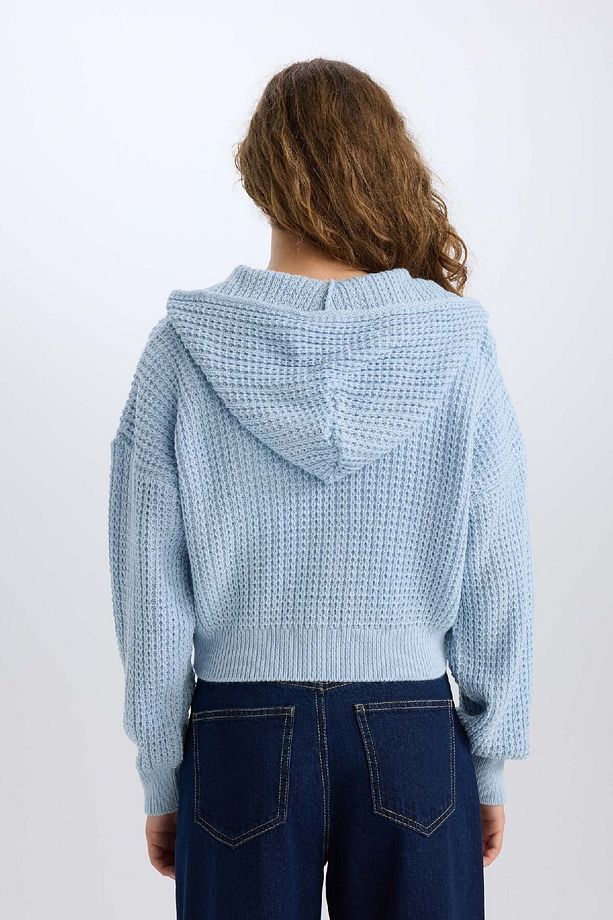 Regular Fit Kapüşonlu Fermuarlı Triko Hırka E2269AXNS - 6