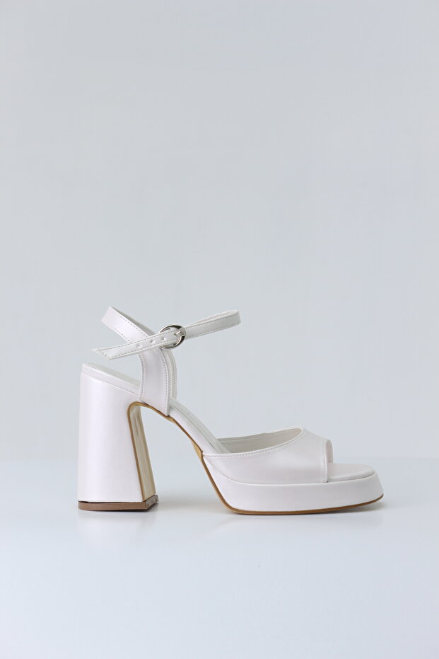SEDEF CİLT TEK BANT ARKASI AÇIK PLATFORM AYAKKABI 10CM - 5