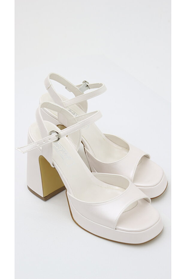 SEDEF CİLT TEK BANT ARKASI AÇIK PLATFORM AYAKKABI 10CM - 6