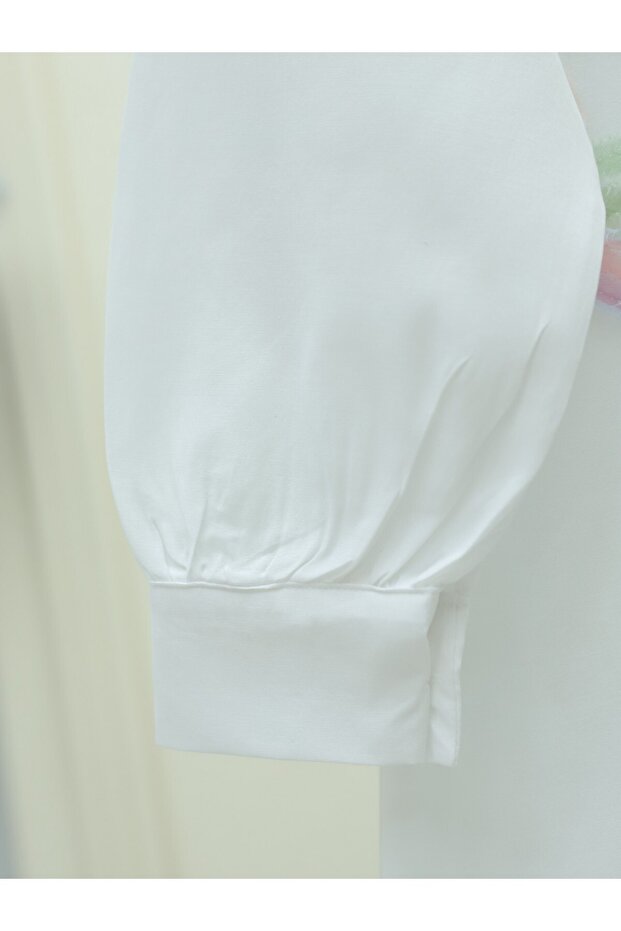 Pullu Çiçek Detaylı Düğmeli Gömlek -Pembe - 4