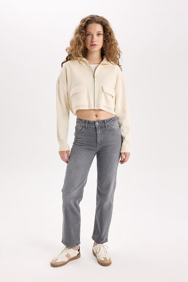 Regular Fit Kapüşonlu Basic Düz Fermuarlı Triko Hırka E2270axns - 2