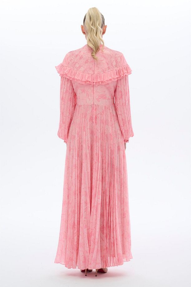 DESENLİ PLATA ELBİSE Pembe - 5
