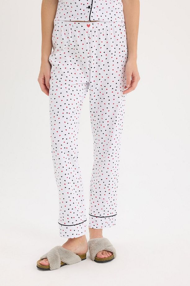 Pijama Takımı Kısa Kollu Düğmeli Üst Esnek Belli Uzun Alt-fall In Love D8455ax25sp - 6