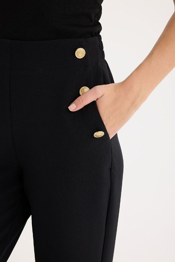 Carrot Fit Havuç Kalıp Kumaş Pantolon Basic Düz Cepli Yüksek Bel Düz Paça B1238ax25sp - 5
