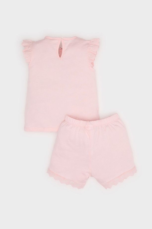 Kız Bebek Pijama Takımı Kısa Kollu Penye Üst Beli Lastikli Şort E4615A525SM - 5