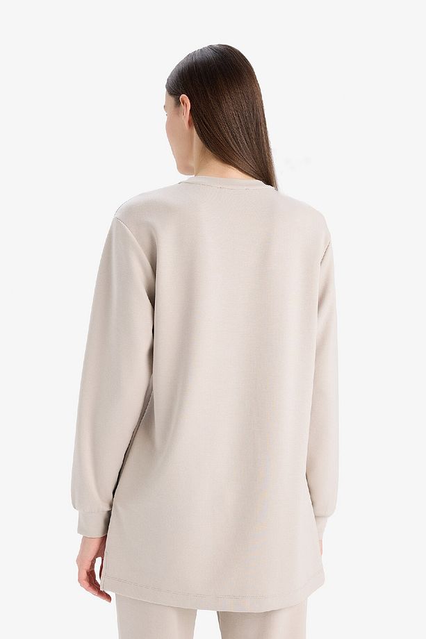 Regular Fit Bisiklet Yaka Basic Düz Siyah Sweatshirt Tunik D4598ax25sp - 6
