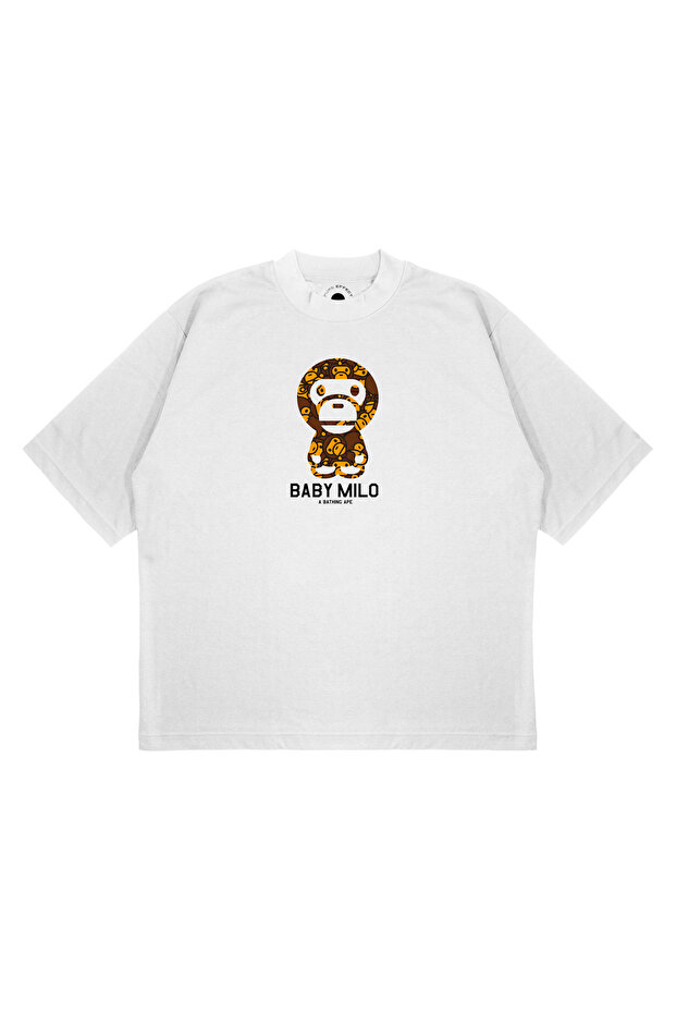 Unisex Oversize a Bathing Ape Milo Baby Printed Boxy Fit Thick Fabric T-Shirt