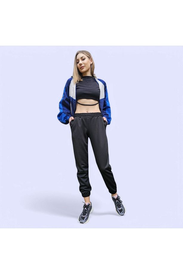 Standart Fit Jogger Eşofman Altı Bel Paça Lastikli Basic Düz Uzun Boy(SİYAH) - 5