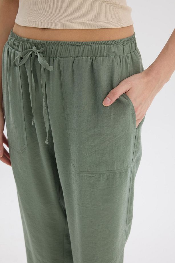 Straight Fit Çift Cepli Yüksek Bel Düz Paça Modal Kumaş Pantolon E5962AX25SP - 5
