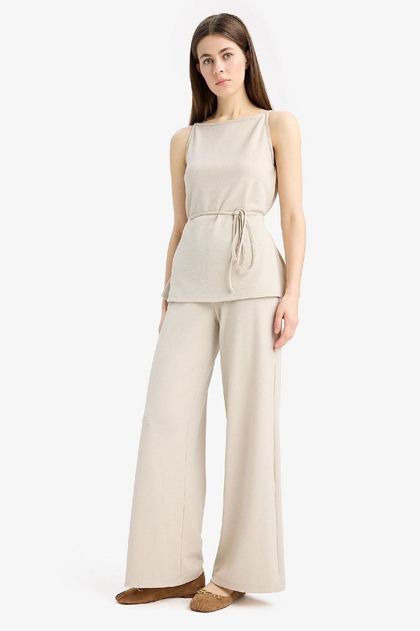 Wide Leg Geniş Paça Basic Düz Pike Pantolon E5784ax25sp - 4