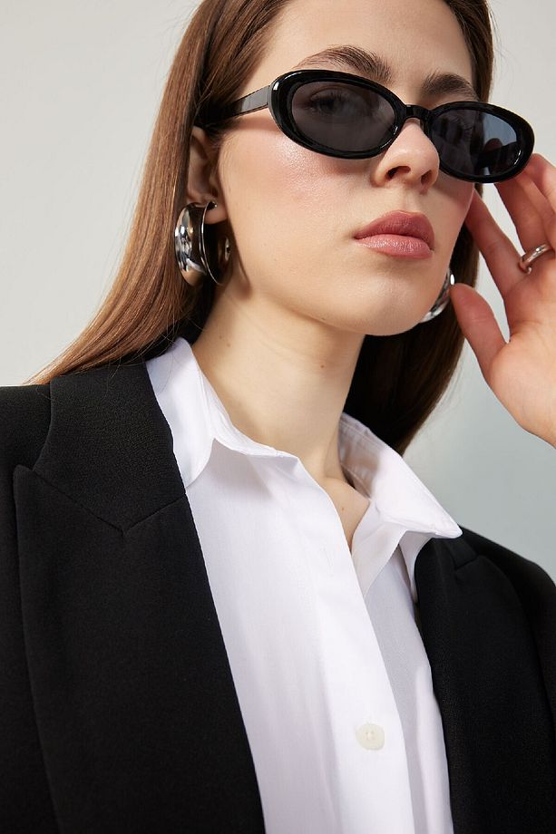 Oversize Geniş Kalıp Düğmeli Basic Düz Blazer Ceket B0490ax25sp - 5