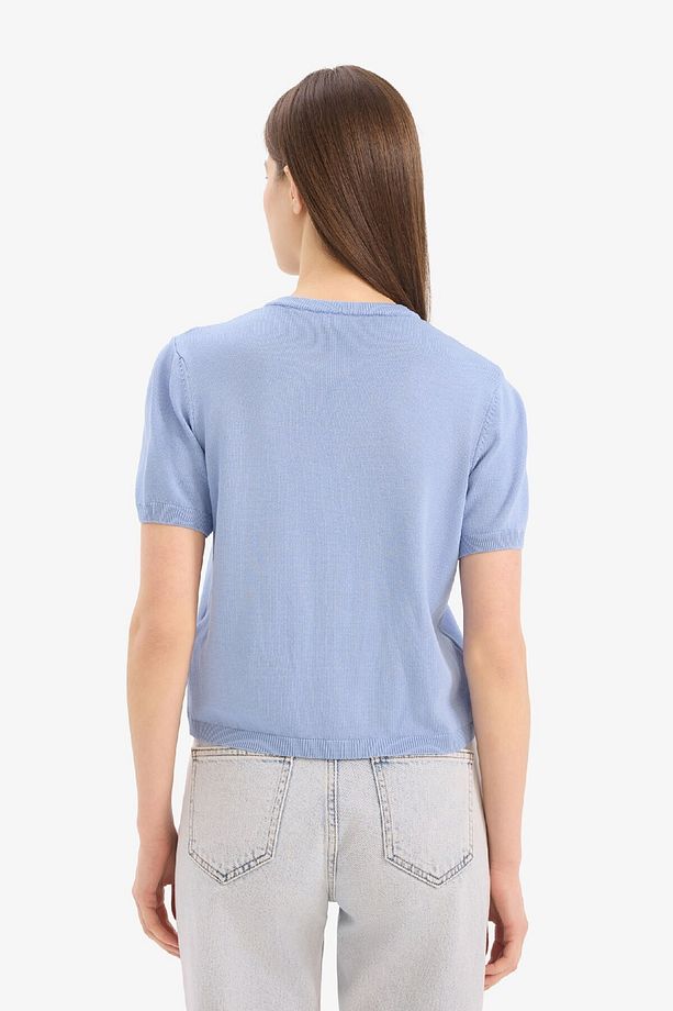 Regular Fit Bisiklet Yaka Basic Düz Triko Hırka E5770ax25sm - 5