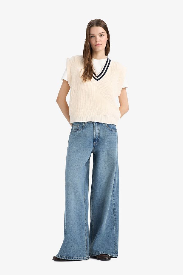 Regular Fit V Yaka Triko Süveter S0375AZ25SP - 4
