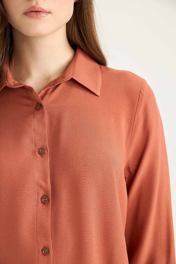 Regular Fit Basic Düz Uzun Kollu Tesettür Gömlek Tunik Z3538az25sp - 5